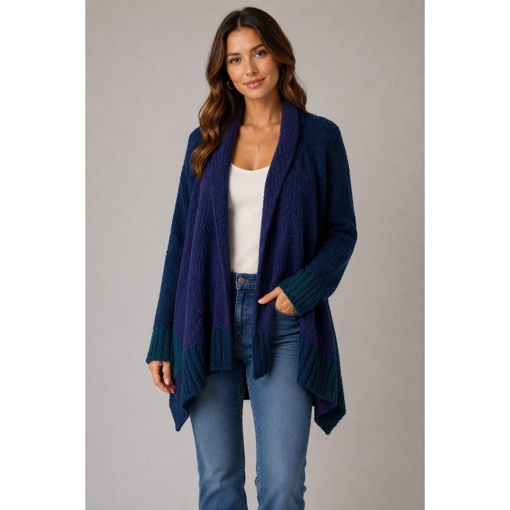 United Colors Of Benetton Wool Blend Hooded Cardigan Boho Open‎ Front XS Women's